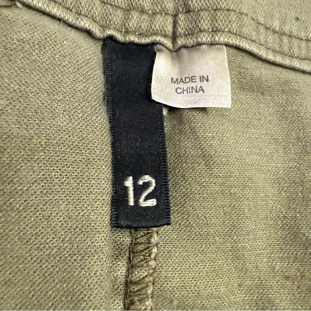 H&M Army Green Jean Mini Skirt, High Waist, Gold Zipper Details + Pockets, 12 - Picture 11 of 14
